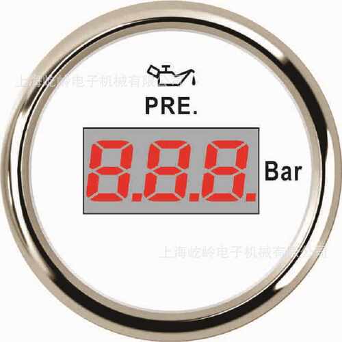 52mm 0-5bar数显机油油压表 改装车船通用表 9-32V电压 带背光灯