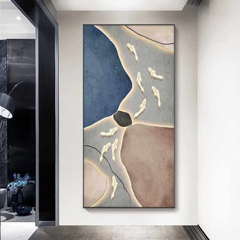 入户九鱼图玄关装饰画现代轻奢蓝色客厅竖版壁画走廊过道晶瓷挂画,农机/农具/农膜,其它农用工具,淘宝优惠券,粉丝福利购,淘宝优惠卷