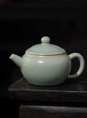 汝窑茶壶女士天青花瓣粉色西施壶2025新款泡茶单壶轻奢家用茶具