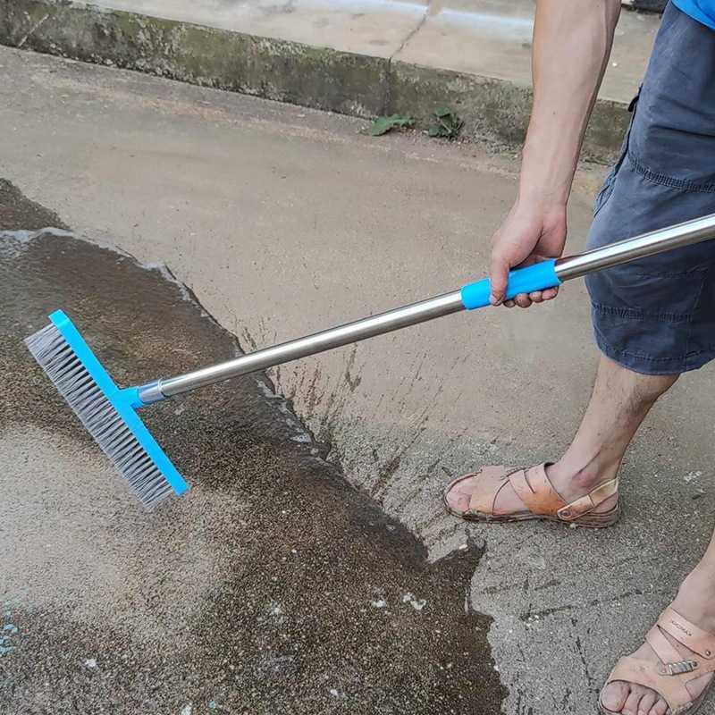 长柄不锈钢丝刷加长手柄硬毛地板刷院子去青苔水泥地水池大钢丝刷
