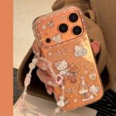 可爱猫咪小马苹果17promax手机包iphone16适用11挂链卡通13透明15