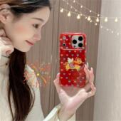 酒红底彩色爱心翅膀小马适用iPhone17pro手机包苹果15 16保护1413