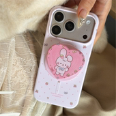 适用韩国菲林壳粉色爱心兔子支架iphone17promax手机包1516promax
