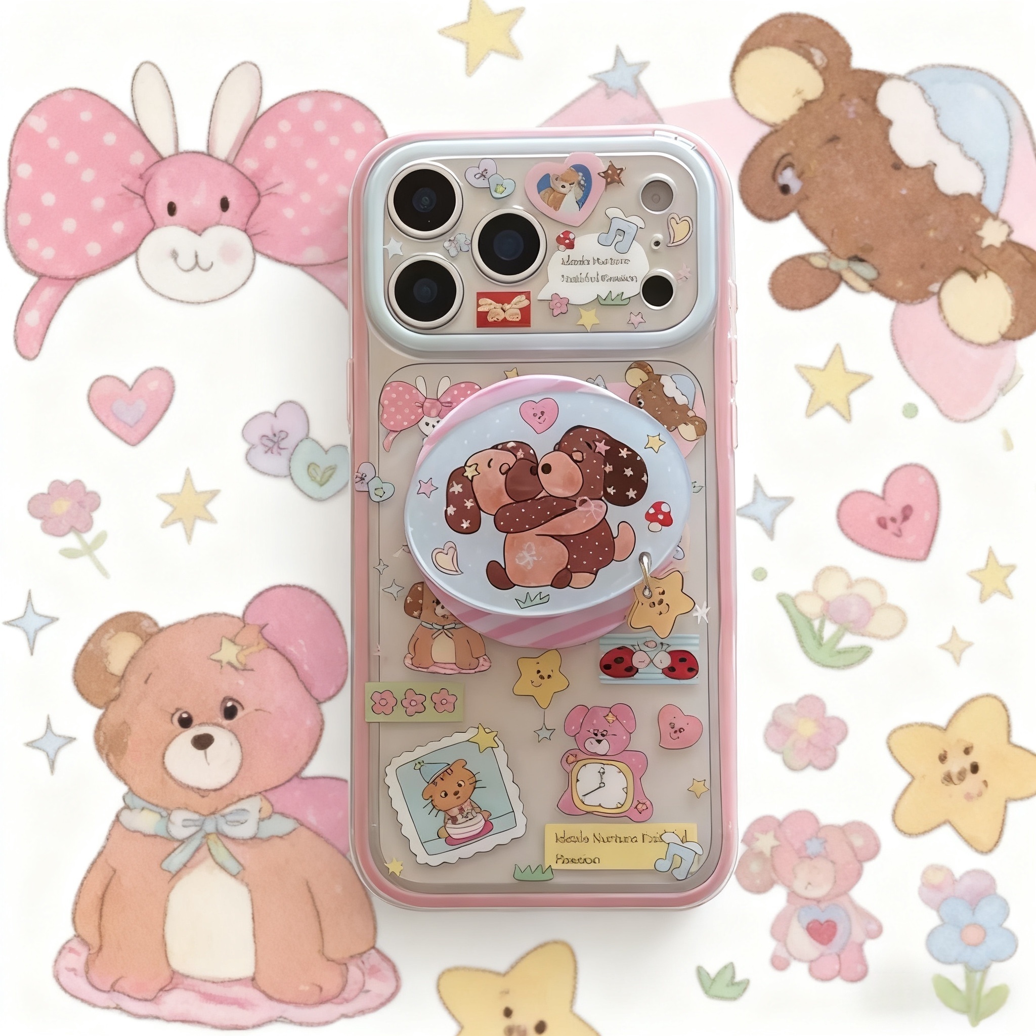 ins韩风磁吸粉边腊肠狗17手机壳