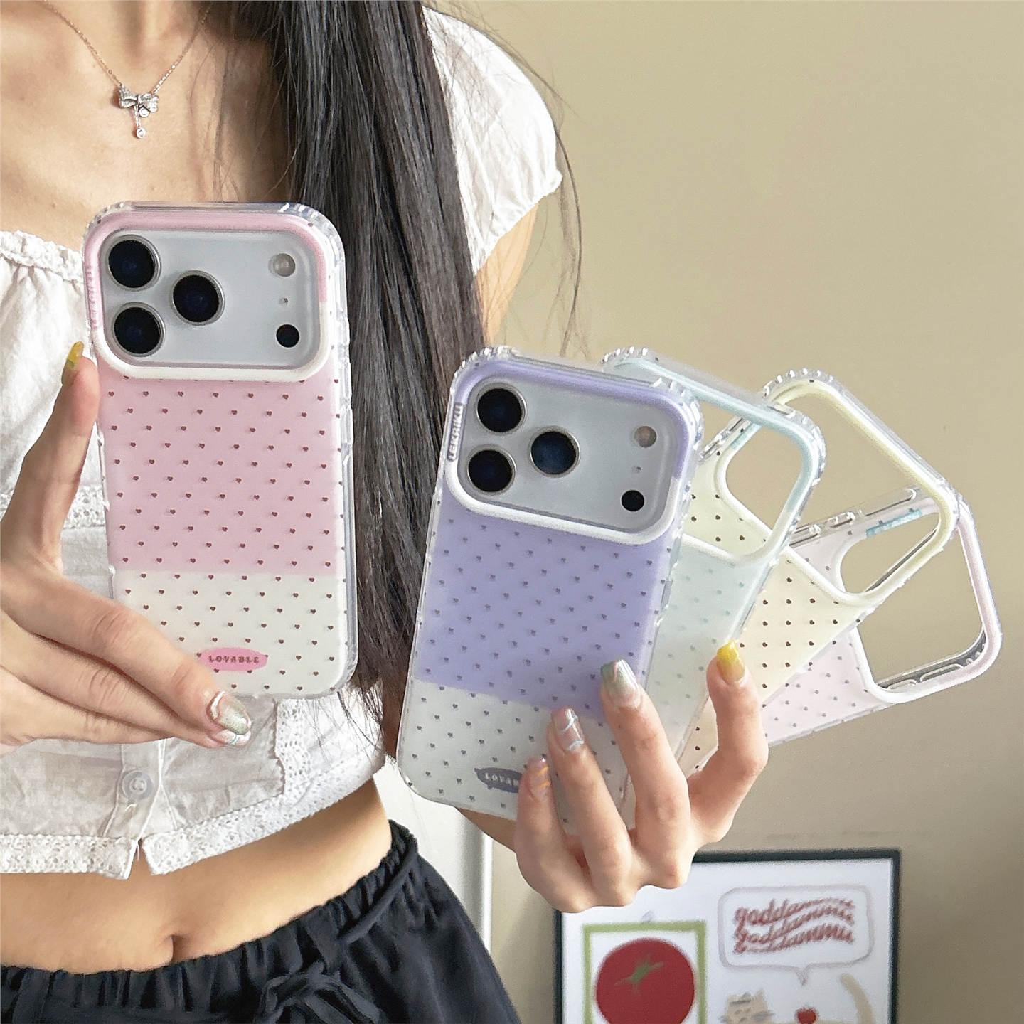 ins韩风甜美少女波点苹果1