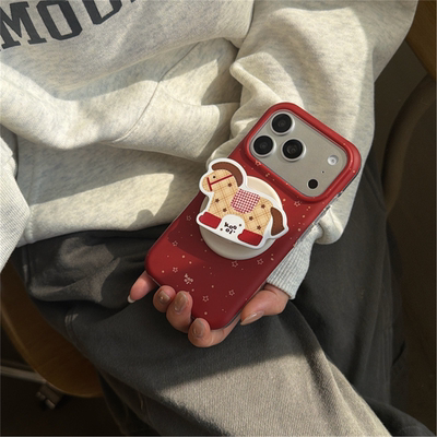 磁吸红底星木马支架适用苹