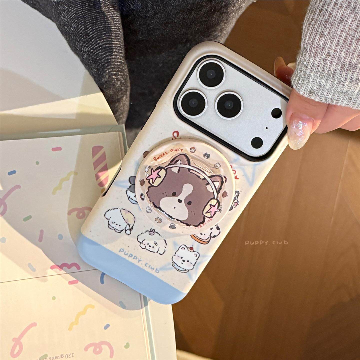 耳机小狗苹果17手机包iPhone17pm适用15菲林磁吸支架16个性卡通13