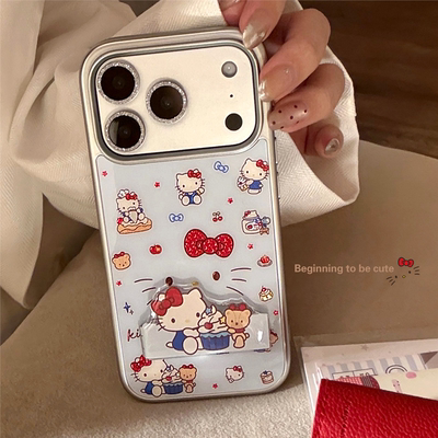 蓝猫咪卡通支架适用苹果17