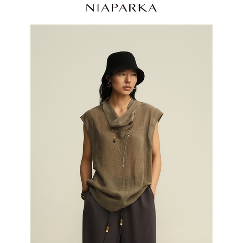 niaparka26早秋胶囊休闲风女款宽松套头无袖荡领松弛感上衣