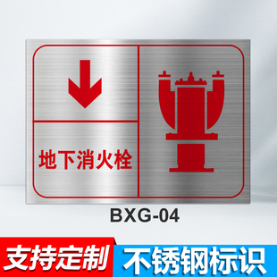 室外消火栓标识牌室外消防栓不锈钢标志牌地上地下消防取水口插地