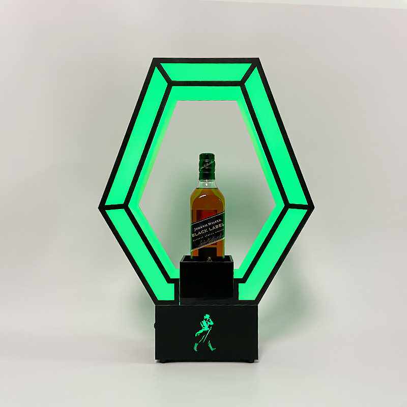 酒吧发光亚克力酒座洋酒展示酒架酒托LED七彩出酒酒座酒吧KTV商用