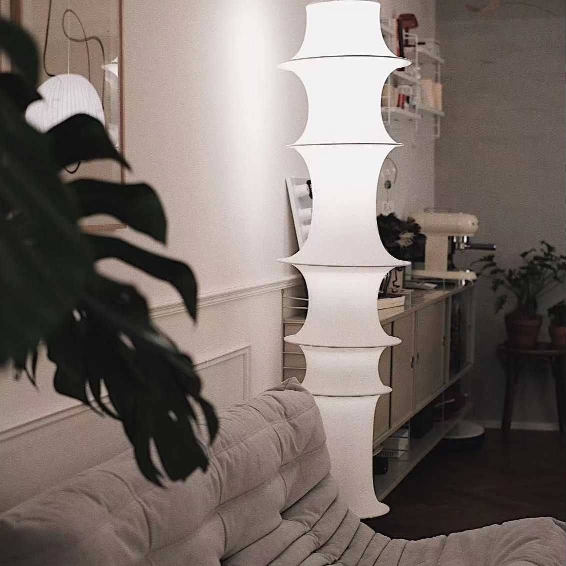 日式侘寂风现代简约竹节弹力布艺落地灯卧室餐厅书房楼梯口氛围灯