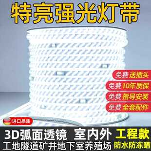 ?led特亮强光灯带五排320珠户外防水工程220V超亮客厅工地照明灯