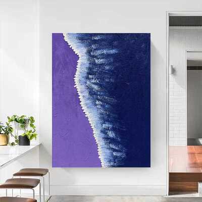 手绘油画海景玄关走廊装饰画挂画客厅餐厅抽象肌理沙发落地画壁画