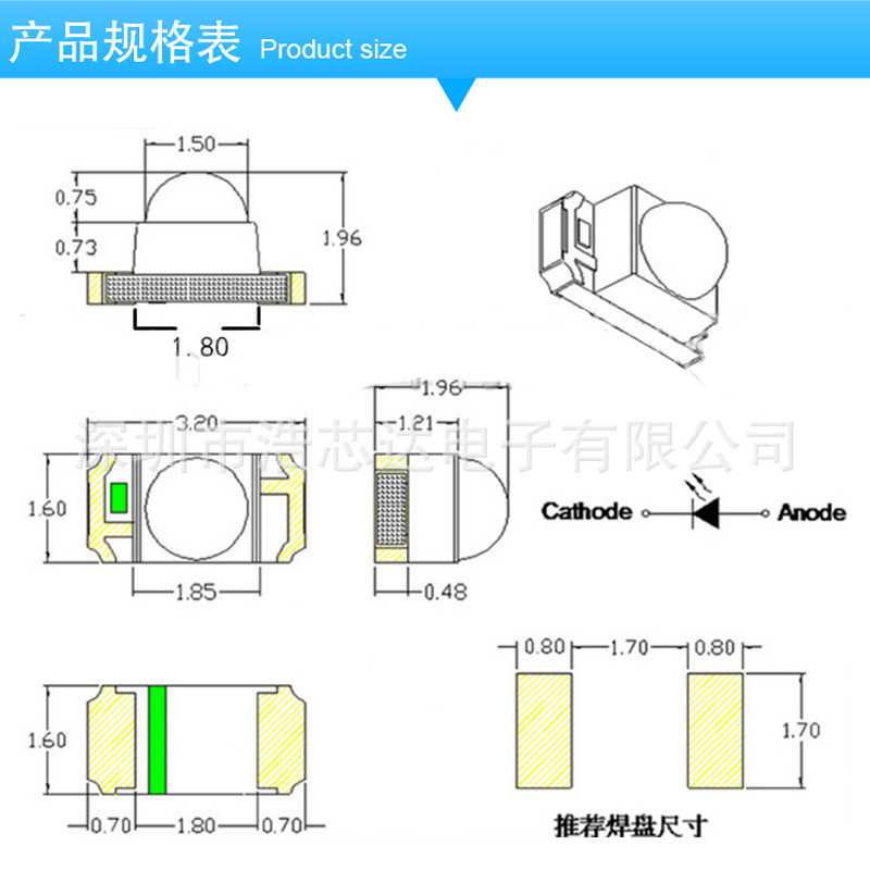发光二极管贴片led灯珠1206凸头聚光白色光 圆头球头3216带透镜