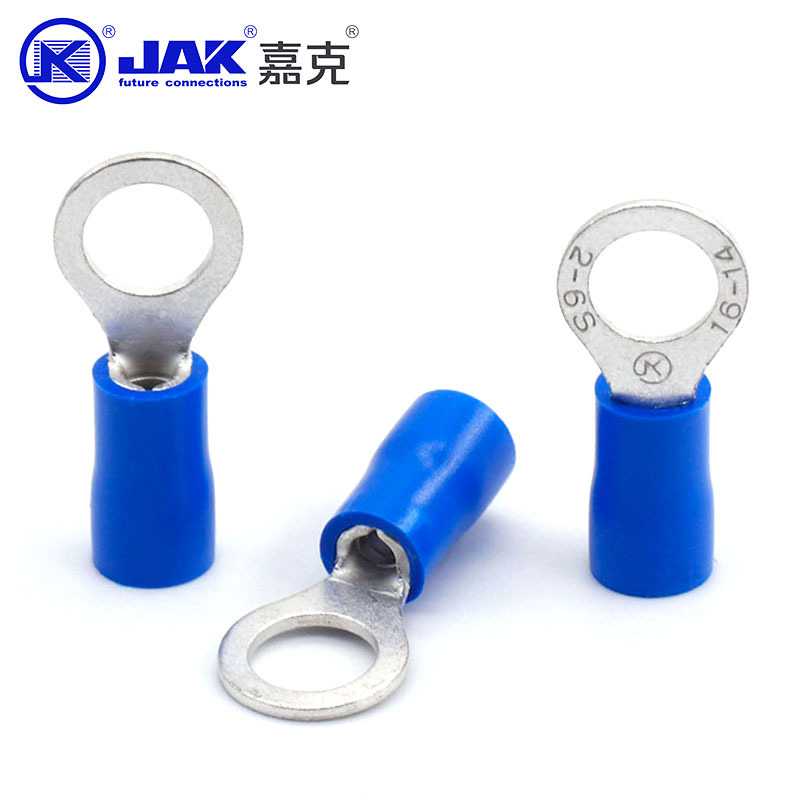 RV2-6S国标紫铜圆环M6冷压接线端子 PVC绝缘护套圆形接地片裸铜件