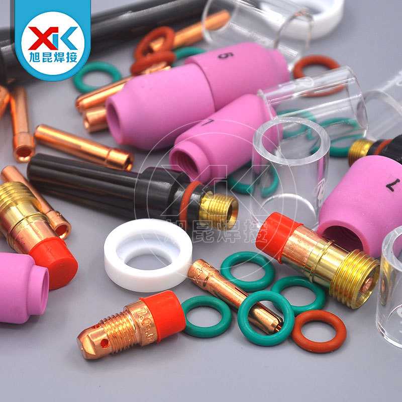 55PCS TIG焊枪WP17/18/26配件氩弧焊玻璃瓷嘴电极夹压帽连接体