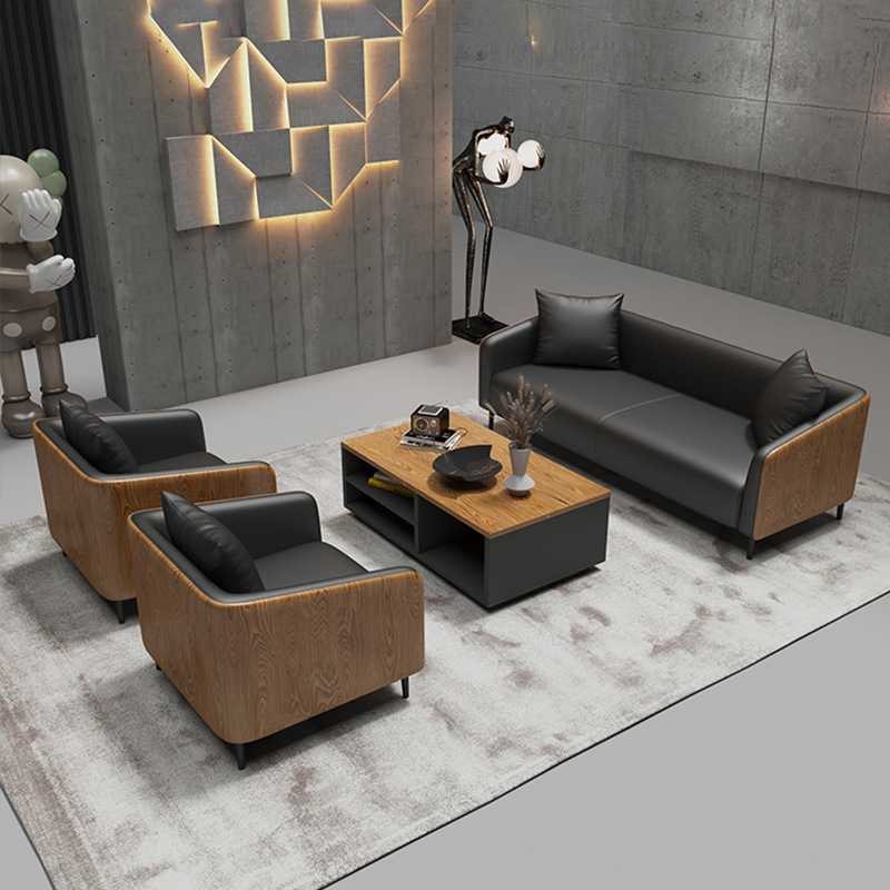 现代简约办公沙发办公室沙发茶几组合商务接待皮沙发办公家具2017