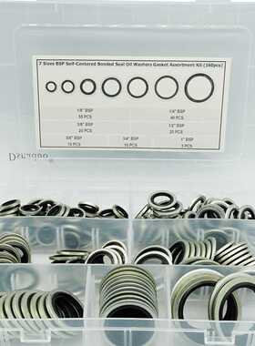160 件,7 种尺寸 BSP Dowty 自中心粘合密封油垫圈组合套件