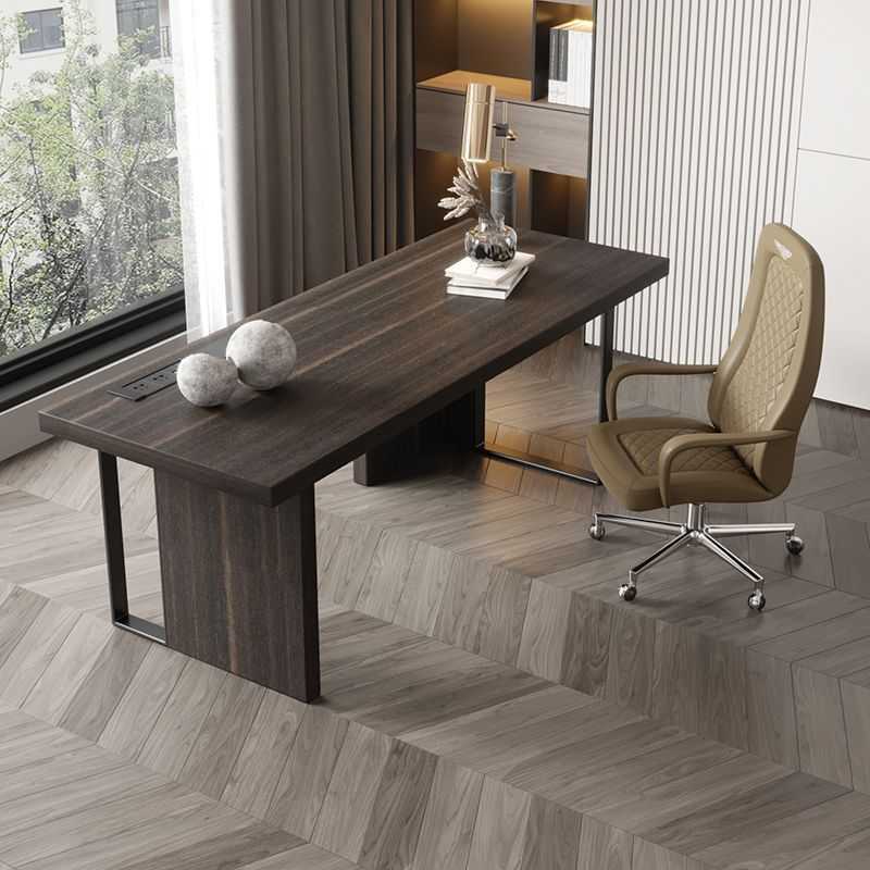 极简意式轻奢实木大书桌现代简约电脑桌办公书桌老板桌简易高级感