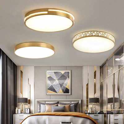 超薄全铜led吸顶灯北欧卧室灯家用小客厅灯圆形房间灯具现代简约