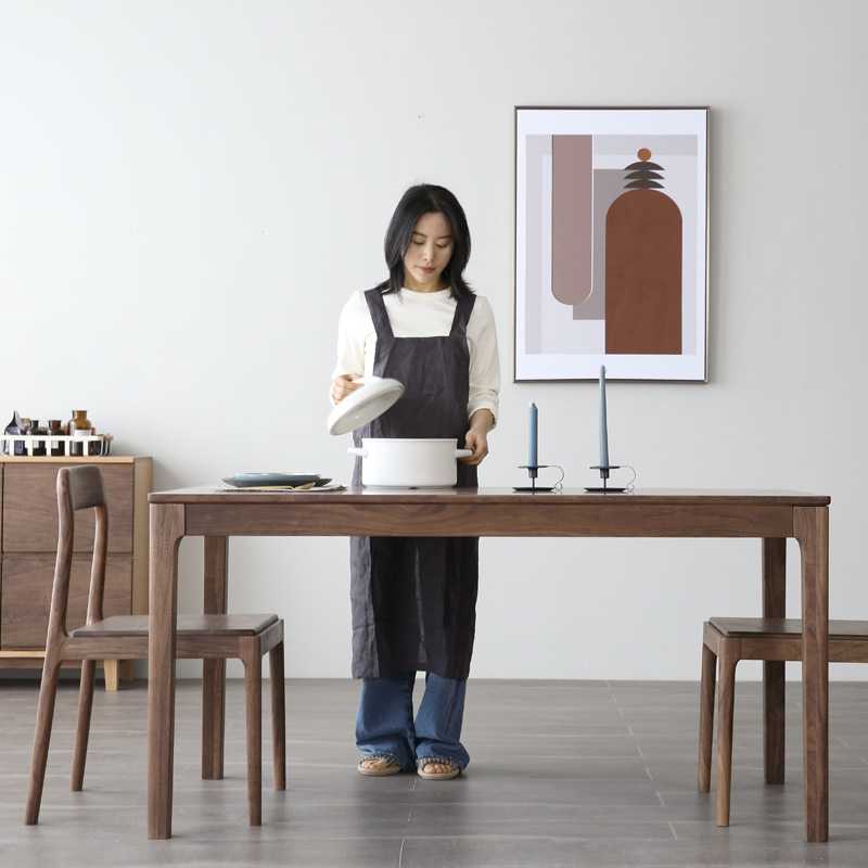 北美全实木黑胡桃长方形书桌办公桌北欧餐桌椅橡木学习桌实木餐桌