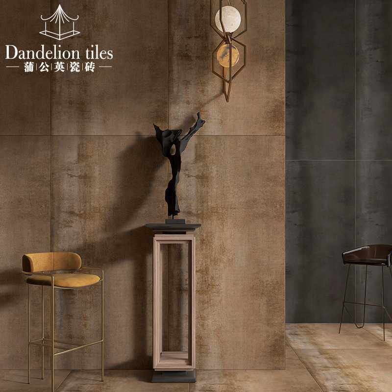 大板古铜色金属砖酒店大堂背景墙别墅客厅防滑地砖900x1800仿