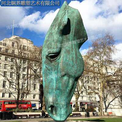 静水铸铜倒立马头铜雕塑动物青铜雕像HorseHead Bronze Sculpture