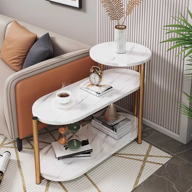 家用岩板茶几小户型客厅茶几轻奢高级感沙发边柜侧边柜创意小桌子