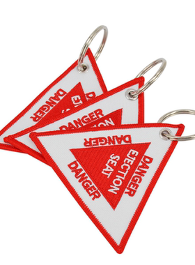 Ejection Seat个性三角形刺绣钥匙扣红色创意钥匙链箱包挂饰挂件