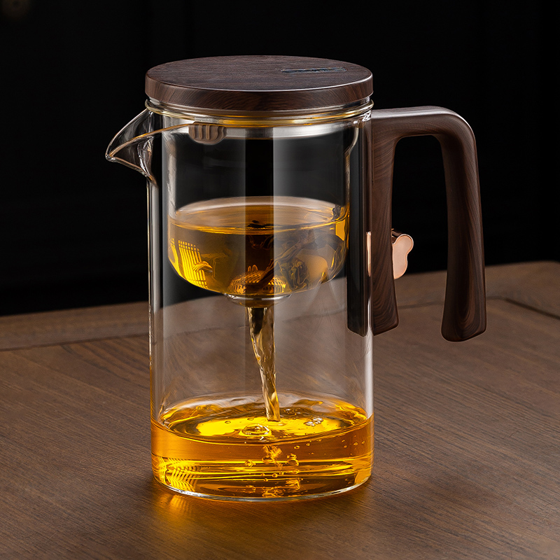 2024新款磁吸无杆飘逸杯玻璃内胆泡茶壶茶水分离过滤懒人神器