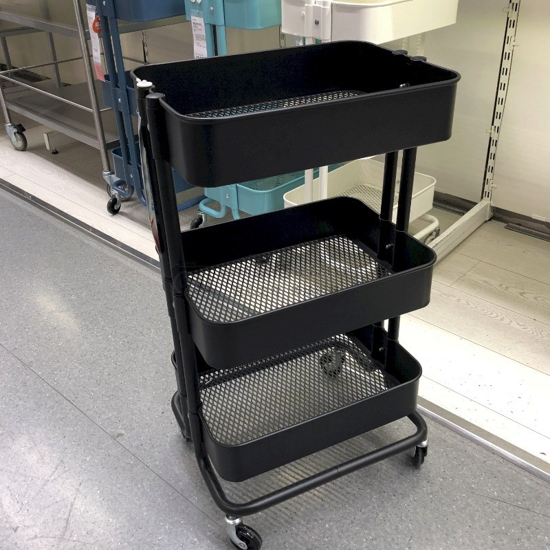 还境 移动菜架工具配件金属带轮小推车落地置物收纳架三层菜架子