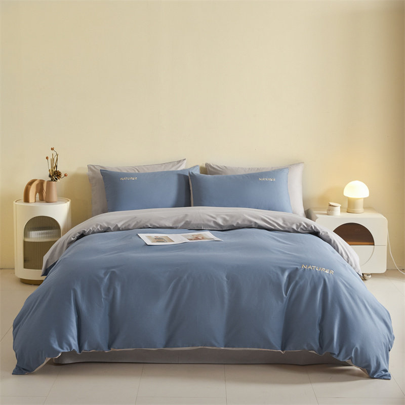 2025新款全棉纯棉刺绣双拼四件套-青禾