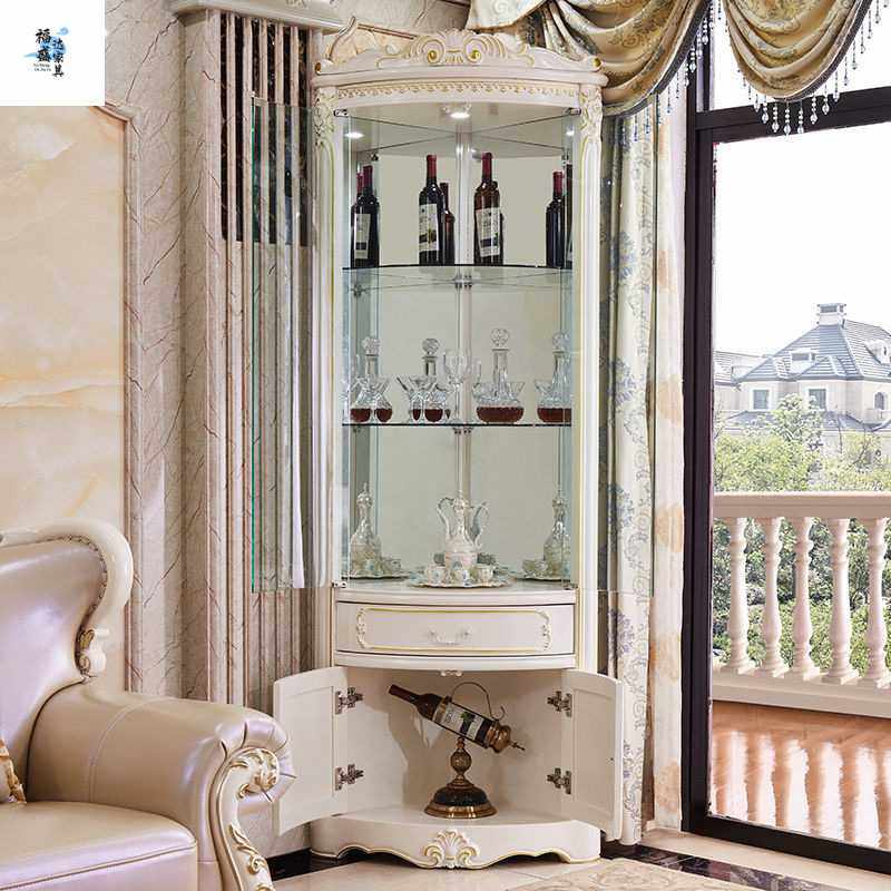 新款奢华角柜实木墙角柜弧形客厅餐厅转角酒柜三角形欧式角柜一体,3C数码配件,摄像机配件,淘宝优惠券,粉丝福利购,淘宝优惠卷