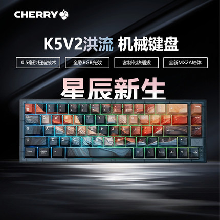 CHERRY樱桃K5V2洪流客制化热插拔机械键盘电竞游戏专用红轴65键位