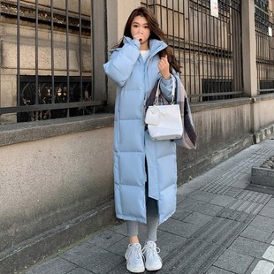 情侣宽松爆款 反季 过膝A加厚2023新款 黑色羽绒服男女冬季 中 超长款