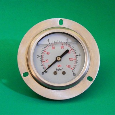 YN60ZT 10Kg/145Psi不锈钢轴向带边耐震充油压力表油压表面板式