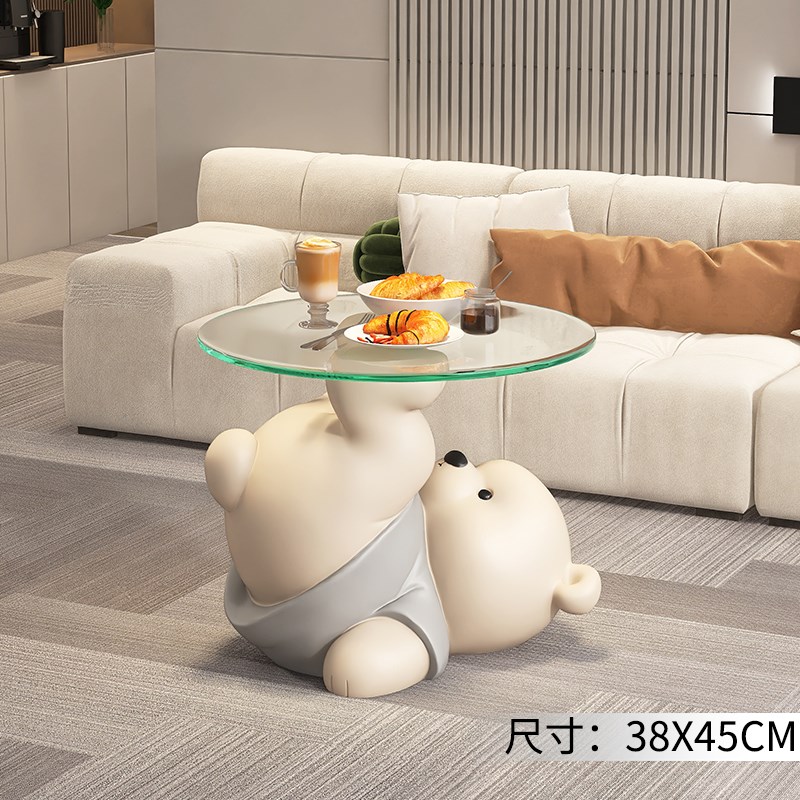奶油风大型熊客厅落地边几t装饰摆件电视柜沙发旁茶几床头乔迁礼