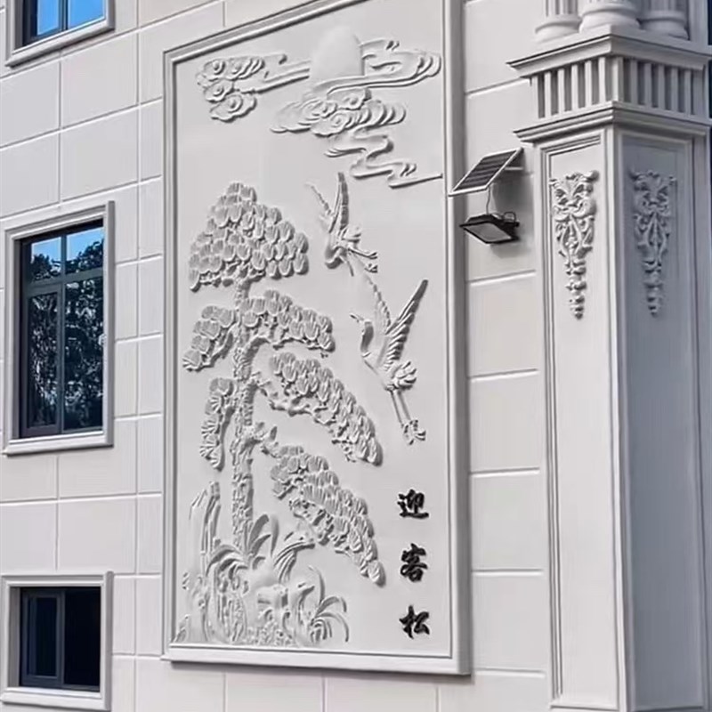 EPS线条别墅浮雕花板外墙欧式装饰泡沫腰线P檐线罗马柱浮雕三角花