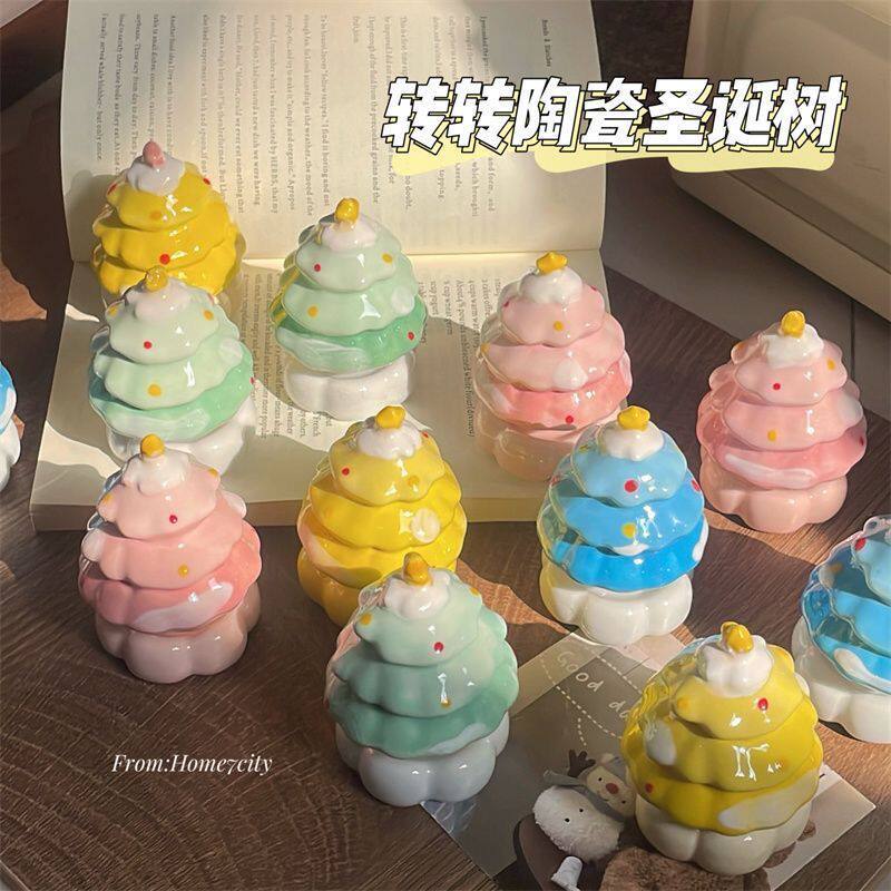 景德镇非遗陶瓷旋转圣诞树摆件图片