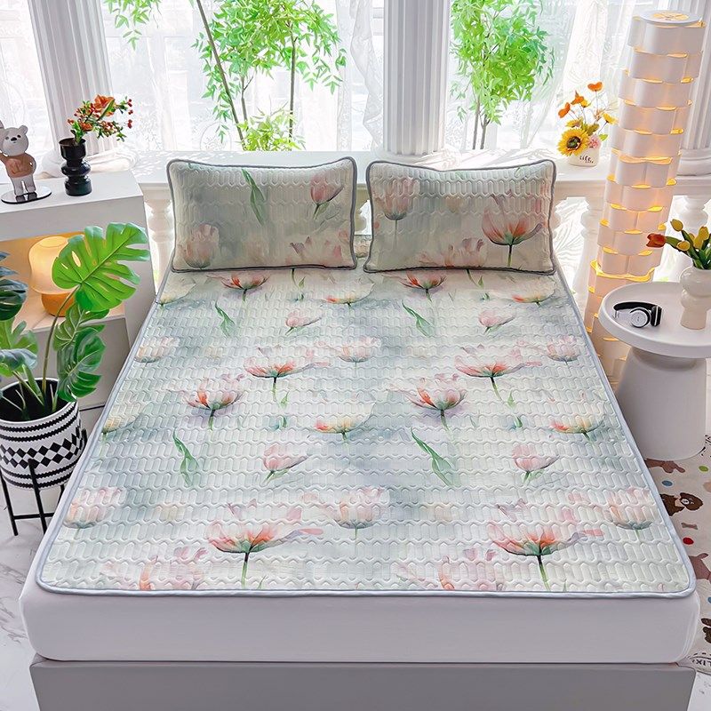 新款夏天天然冰丝乳胶凉席三件套可折叠夏季可机洗床垫席子包邮,床上用品,乳胶席,淘宝优惠券,粉丝福利购,淘宝优惠卷