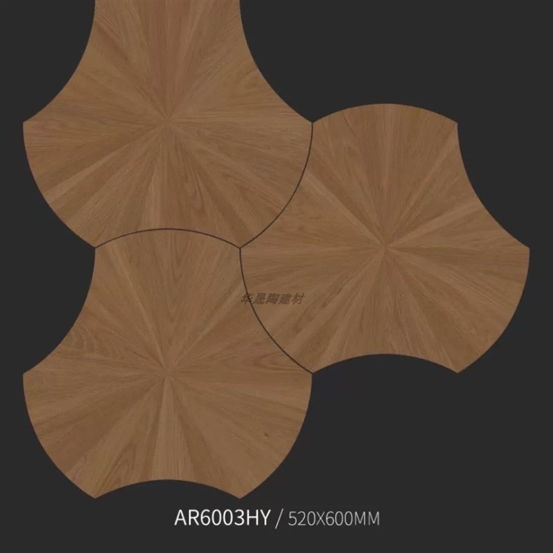 罗浮威尔荷叶异形木纹砖柔光天鹅绒法式客厅卧室地砖瓷砖5W20*600