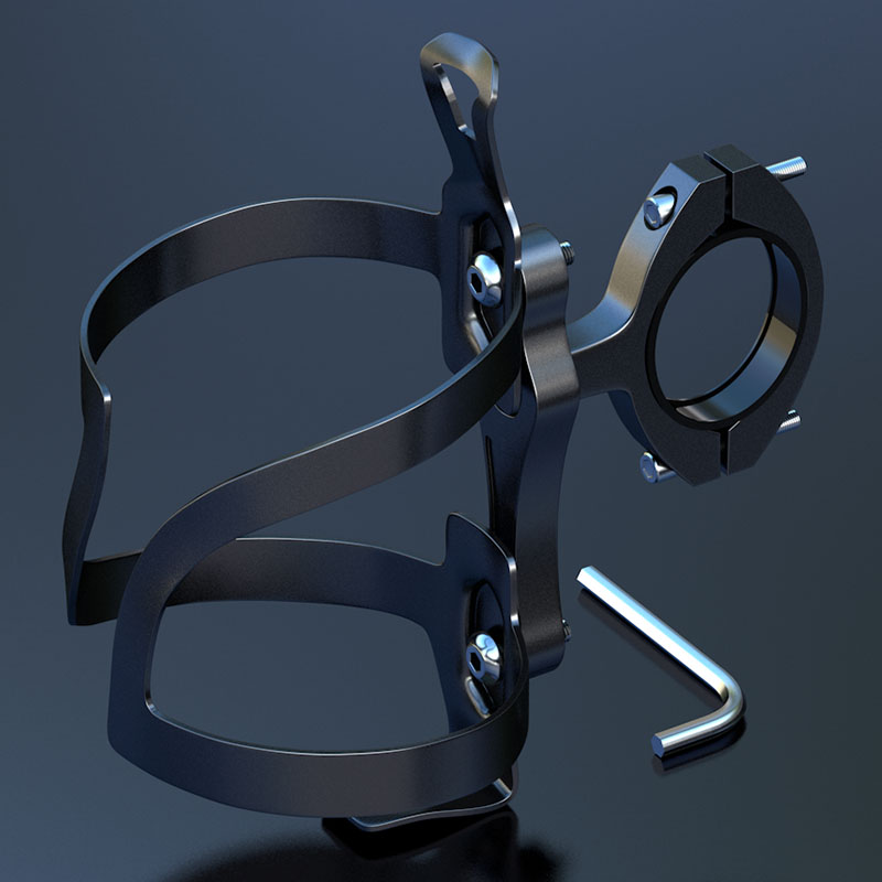 铝合金电动摩托水壶架自行车水杯支D架单车银色管夹水杯架车载杯