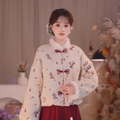 外套立体手工花加绒女半裙套装 瑶西 原创冬季 厚款 红枝暮雪 正版