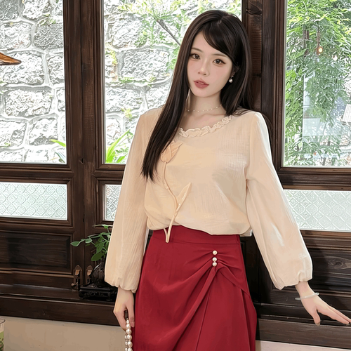 瑶西白红木槿天丝国风女秋两件套