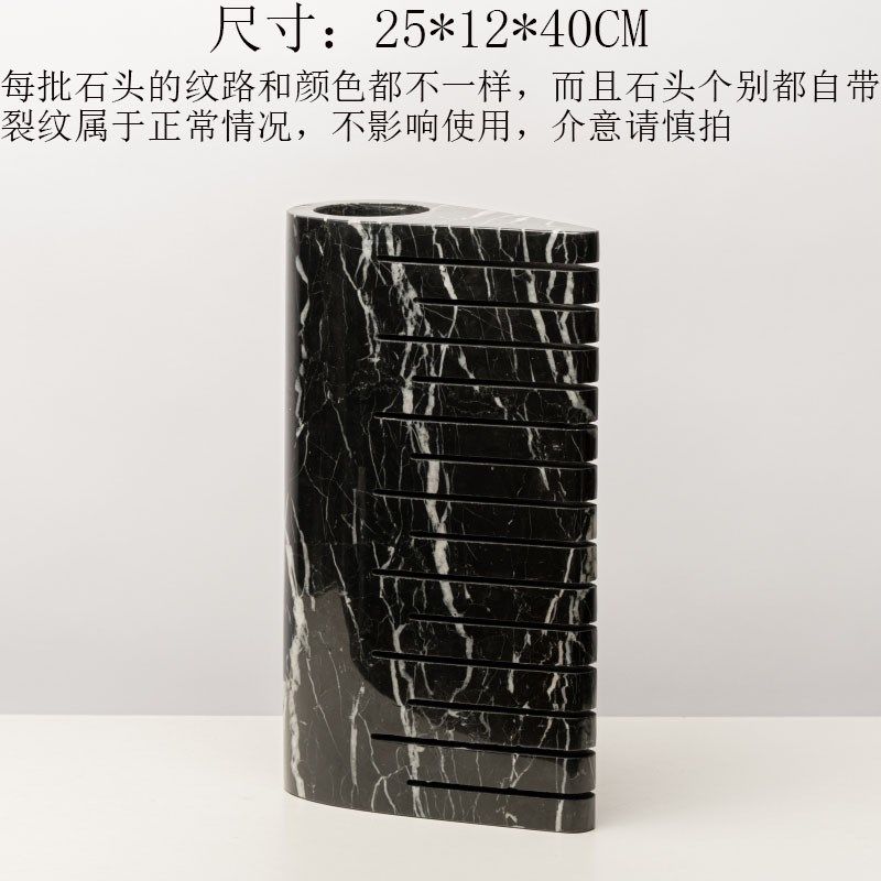 现代无障碍豪华黑色大理石堆叠平面花卉装饰品客厅桌子插花花瓶家