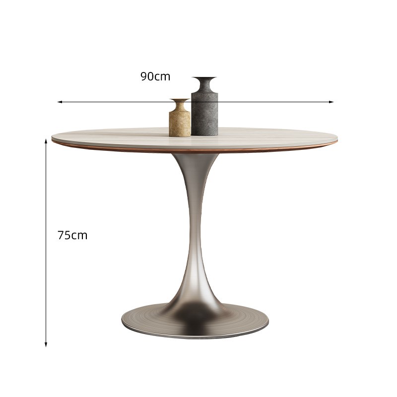 洽谈桌椅组合圆餐桌小户型圆桌家用饭桌古风郁金香T洞岩中板圆形