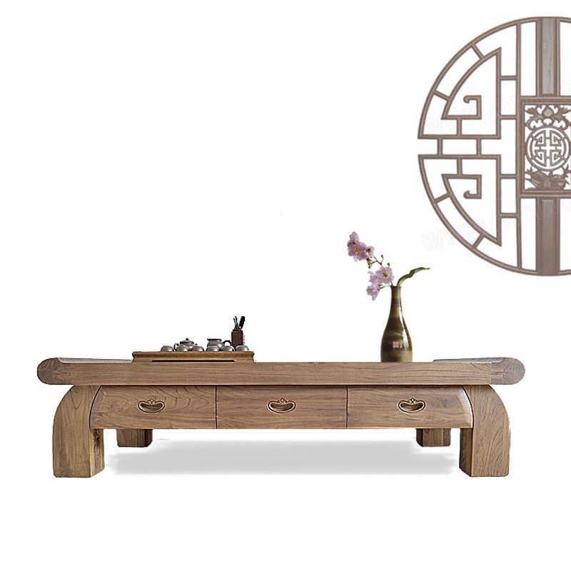 简约新款b电视柜带抽屉榆木储客厅多功能原木置物柜实木视听柜原