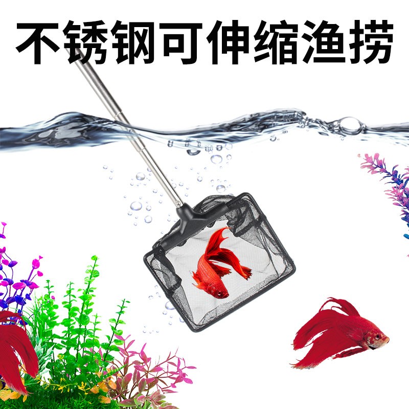 画法几何鱼缸鱼捞小号水族箱伸缩渔捞家用小网兜圆方形捞鱼网