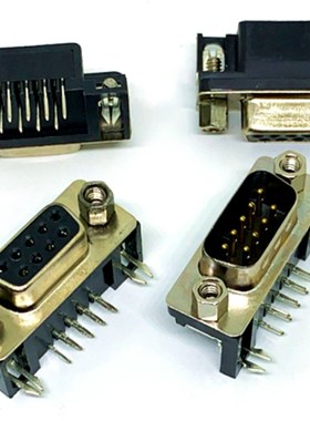 COM口母座DR9 DSUB1.385-2H9母头RS232公头接口90度弯脚焊接DB9